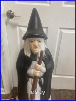 Vintage Empire Lighted Halloween Wicked Witch With Broom Blow Mold 39 Tall