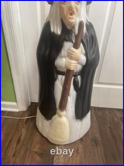 Vintage Empire Lighted Halloween Wicked Witch With Broom Blow Mold 39 Tall
