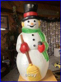 Vintage Empire Plastics 39 Christmas Snowman Lighted Blow Mold With Carrot Nose
