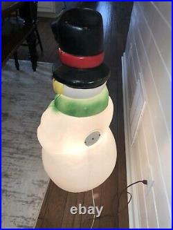 Vintage Empire Plastics 39 Christmas Snowman Lighted Blow Mold With Carrot Nose
