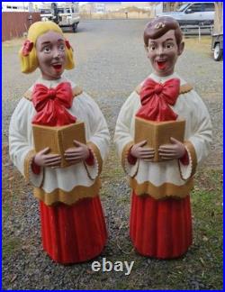 Vintage Empire Poloron Blow Mold Choir Girl & Boy Light Up! Approx 50