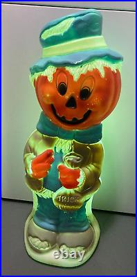 Vintage Empire Pumpkin Head Scarecrow Halloween Blow Mold LARGE 34 INCHES TALL