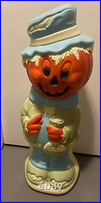 Vintage Empire Pumpkin Head Scarecrow Halloween Blow Mold LARGE 34 INCHES TALL