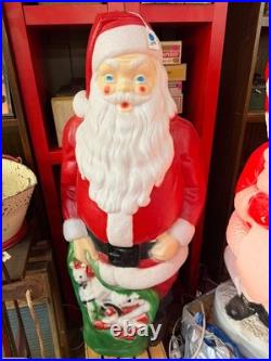 Vintage Empire Santa Claus Christmas Blow Mold Light Up Green PresentToy Bag 46