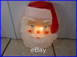Vintage Empire Santa Clause Head Face Lighted Christmas Blow Mold 34 Tall HUGE
