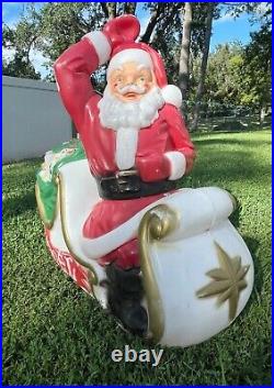 Vintage Empire Santa in NOEL Sled with Gift Bag Lighted Christmas Blow Mold