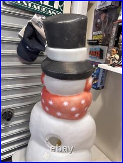 Vintage Empire Snowman Blow Mold Xmas 41 Tall Broom Pipe Red Scarf Earmuffs