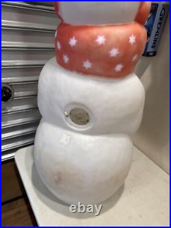 Vintage Empire Snowman Blow Mold Xmas 41 Tall Broom Pipe Red Scarf Earmuffs