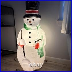 Vintage Empire Snowman Carrot Nose 40 Blow Mold Lighted Christmas Frosty Broom