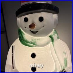 Vintage Empire Snowman Carrot Nose 40 Blow Mold Lighted Christmas Frosty Broom