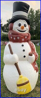 Vintage Empire Snowman Red Scarf Stars Broom Pipe Christmas Blow Mold 42 USA