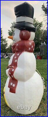 Vintage Empire Snowman Red Scarf Stars Broom Pipe Christmas Blow Mold 42 USA