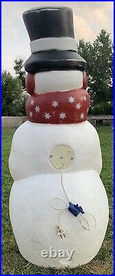 Vintage Empire Snowman Red Scarf Stars Broom Pipe Christmas Blow Mold 42 USA