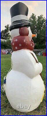 Vintage Empire Snowman Red Scarf Stars Broom Pipe Christmas Blow Mold 42 USA