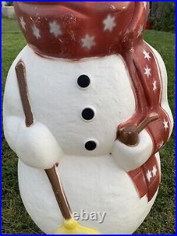 Vintage Empire Snowman Red Scarf Stars Broom Pipe Christmas Blow Mold 42 USA