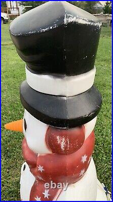 Vintage Empire Snowman Red Scarf Stars Broom Pipe Christmas Blow Mold 42 USA