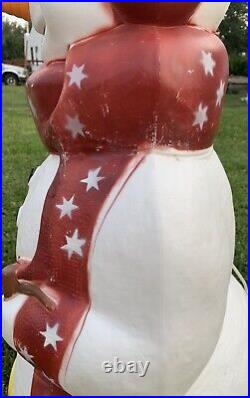 Vintage Empire Snowman Red Scarf Stars Broom Pipe Christmas Blow Mold 42 USA