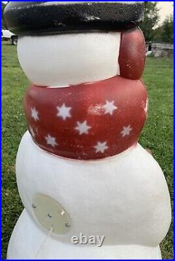 Vintage Empire Snowman Red Scarf Stars Broom Pipe Christmas Blow Mold 42 USA
