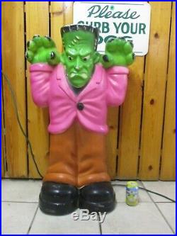 Vintage Frankenstein Monster Lighted Halloween Blow Mold Lawn Decor 36
