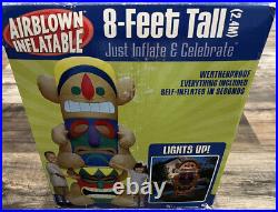 Vintage Gemmy Airblown Inflatable Lawn Decor Tiki Totem Pole 8ft Lights Up