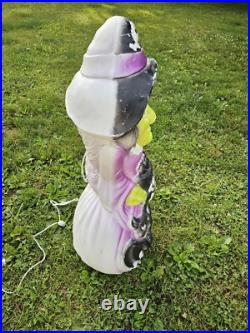 Vintage General Foam 34 Witch Halloween Lighted Blow Mold Cauldron, Cat & Bat