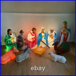 Vintage General Foam Blow Mold Christmas Nativity Large Set Of 11 Pieces WOW