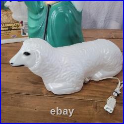 Vintage General Foam Nativity Scene Shepherd and Sheep Lighted Blow Mold in Box