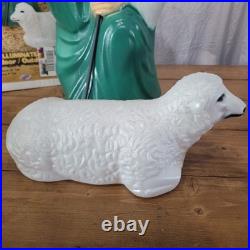 Vintage General Foam Nativity Scene Shepherd and Sheep Lighted Blow Mold in Box