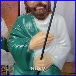 Vintage General Foam Nativity Scene Shepherd and Sheep Lighted Blow Mold in Box