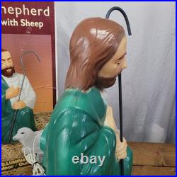 Vintage General Foam Nativity Scene Shepherd and Sheep Lighted Blow Mold in Box