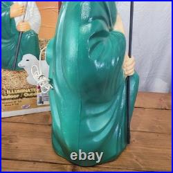 Vintage General Foam Nativity Scene Shepherd and Sheep Lighted Blow Mold in Box