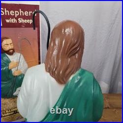 Vintage General Foam Nativity Scene Shepherd and Sheep Lighted Blow Mold in Box