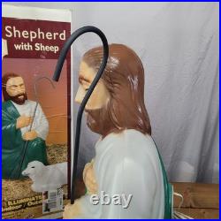 Vintage General Foam Nativity Scene Shepherd and Sheep Lighted Blow Mold in Box