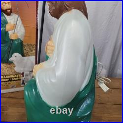 Vintage General Foam Nativity Scene Shepherd and Sheep Lighted Blow Mold in Box
