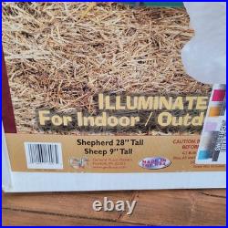 Vintage General Foam Nativity Scene Shepherd and Sheep Lighted Blow Mold in Box