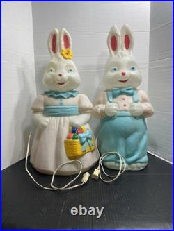 Vintage General Foam Plastics 25 Mr & Mrs Easter Bunny Blow Mold Pair-Lighted