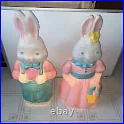 Vintage General Foam Plastics 25 Mr & Mrs Easter Bunny Blow Mold Pair-Lighted