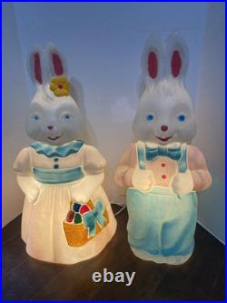 Vintage General Foam Plastics 25 Mr & Mrs Easter Bunny Blow Mold Pair-Lighted