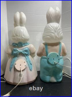 Vintage General Foam Plastics 25 Mr & Mrs Easter Bunny Blow Mold Pair-Lighted