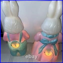 Vintage General Foam Plastics 25 Mr & Mrs Easter Bunny Blow Mold Pair-Lighted
