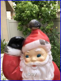 Vintage General Foam Plastics Santa Claus Waving Blow Mold Lighted 40- WORKS