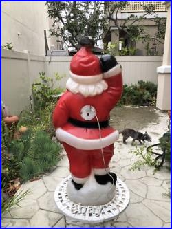 Vintage General Foam Plastics Santa Claus Waving Blow Mold Lighted 40- WORKS
