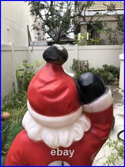 Vintage General Foam Plastics Santa Claus Waving Blow Mold Lighted 40- WORKS