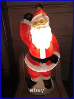Vintage General Foam Plastics Santa Claus Waving Blow Mold Lighted 40- WORKS