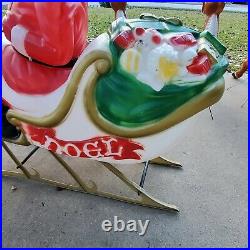 Vintage General Foam USA Lighted Outdoor Santa Sleigh and 8 Reindeer Complete