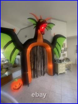 Vintage Giant Halloween Light Up Dragon Archway Inflatable 10 Ft Tall