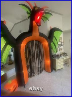 Vintage Giant Halloween Light Up Dragon Archway Inflatable 10 Ft Tall