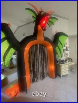 Vintage Giant Halloween Light Up Dragon Archway Inflatable 10 Ft Tall