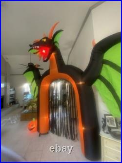 Vintage Giant Halloween Light Up Dragon Archway Inflatable 10 Ft Tall