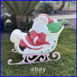 Vintage Grand Venture Santa And Sleigh Lighted Blow Mold Yard Decor